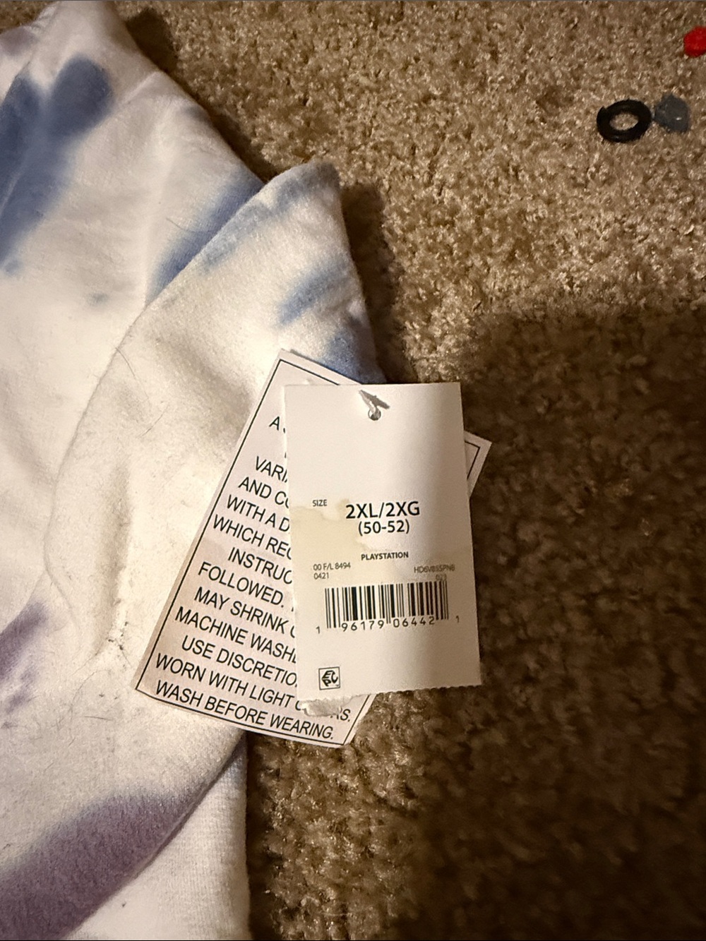 Sony PlayStation Tie-Dye Hoodie in White with Blue & Purple Accents - Picture 3 of 3